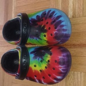Black Tye Dye Fur lined CROCS
